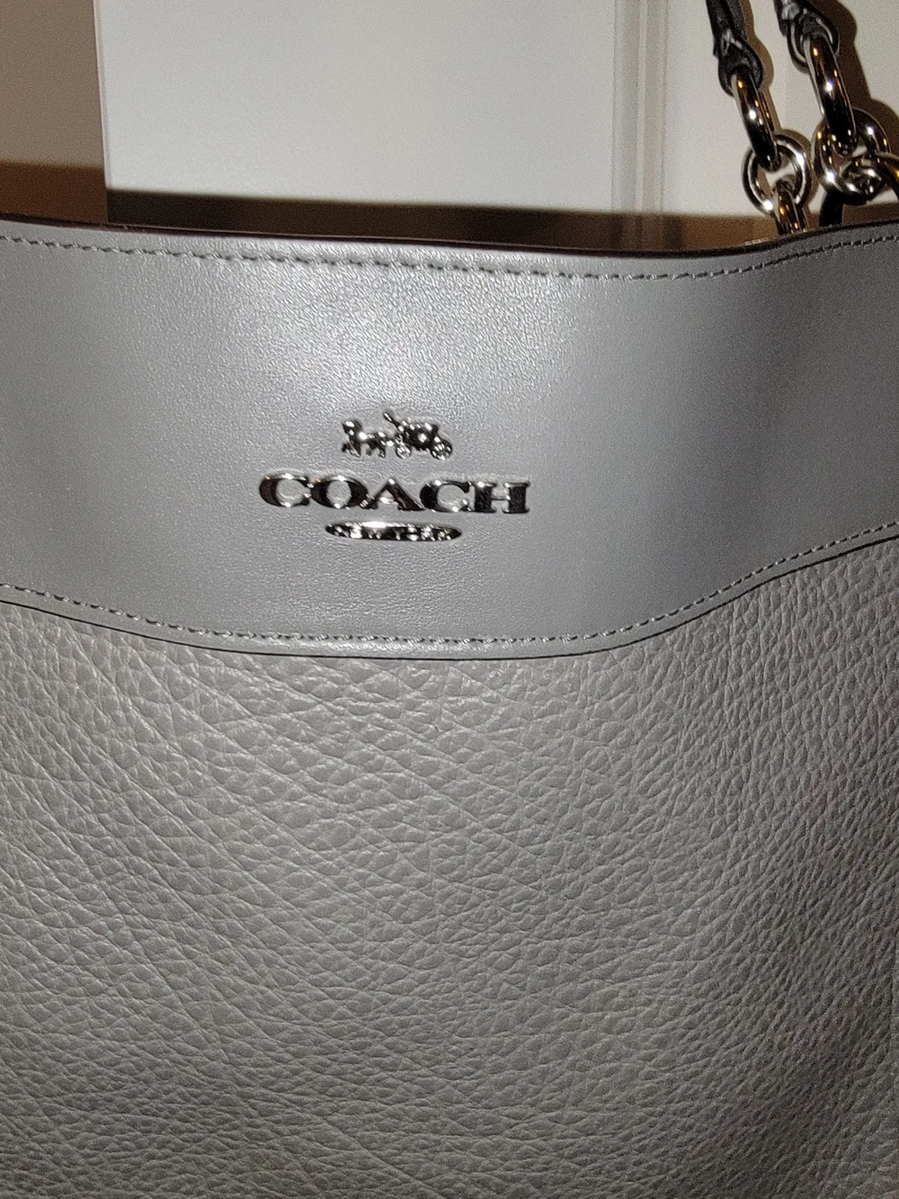 Coach Pebbled Leather Shoulder Bag in Gray